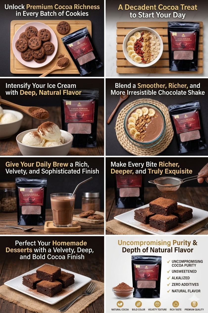 Alkalised Cocoa Powder Unsweetened 100g – Dutch Process Cocoa Powder for Baking, Cakes, Brownies, Chocolate Drinks, Desserts & Cooking | Rich Dark Chocolate Flavor