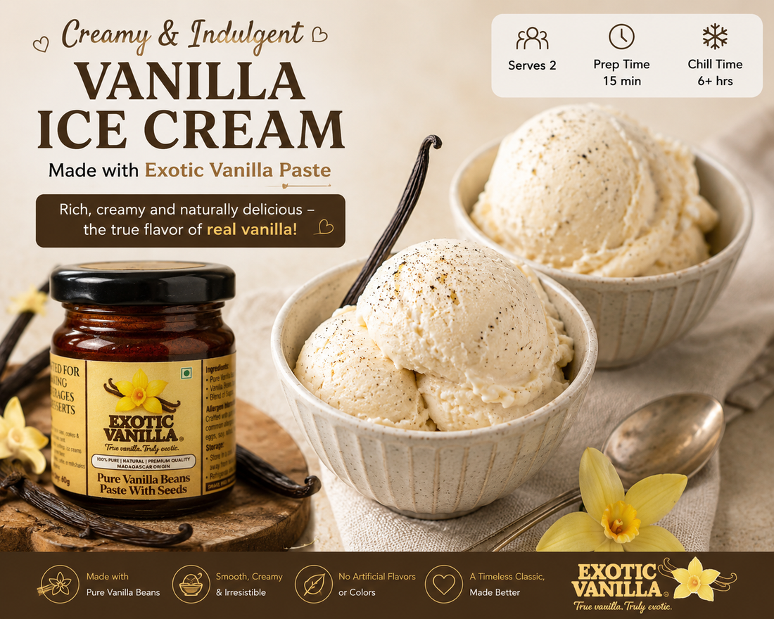 Homemade Vanilla Ice Cream with Exotic Vanilla Beans Paste