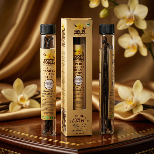 Exotic Madagascar Vanilla Beans, 3 Pods | Gourmet Grade | 16–21 cm Length | Naturally Plump, Oily & Aromatic | For Baking, Desserts & Vanilla Extract