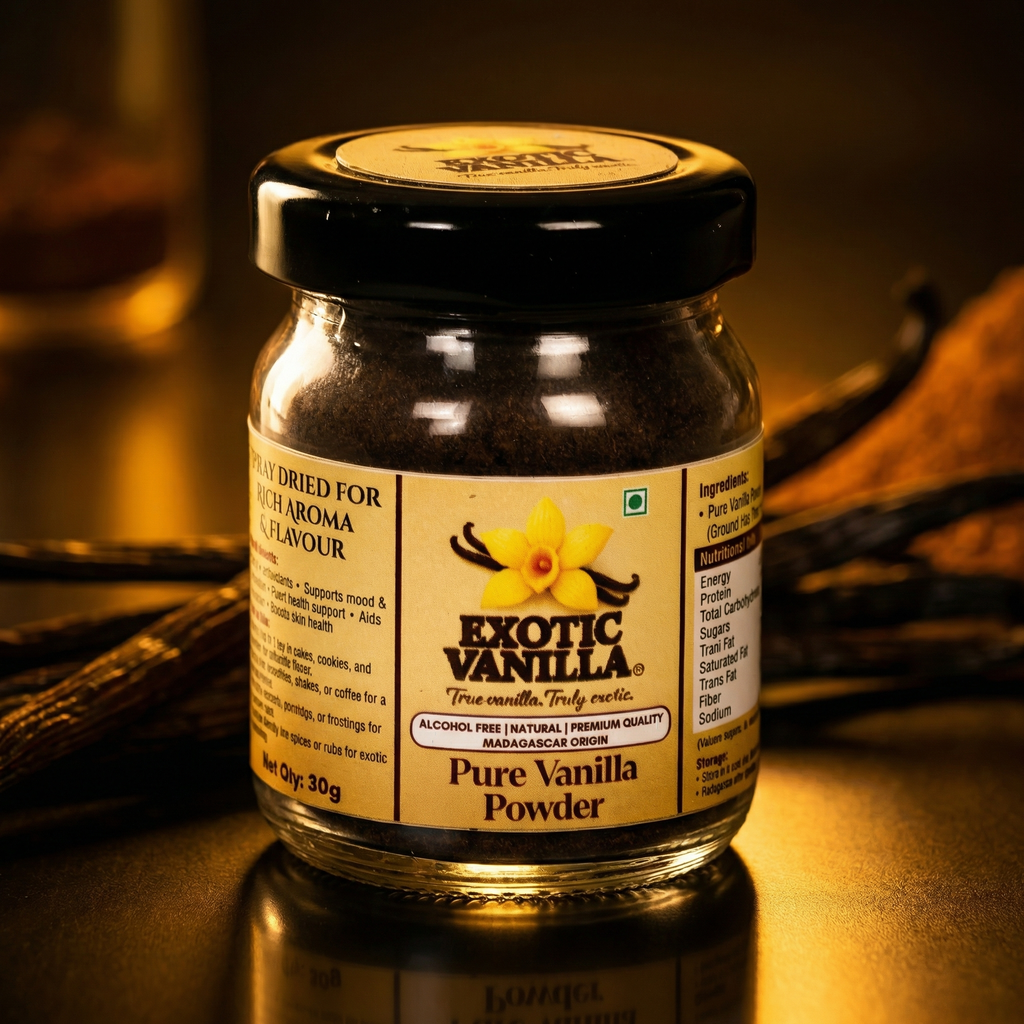 Exotic Vanilla Gourmet Vanilla Powder with Seeds, 30 g | Rich Aroma & Natural Vanilla Specks | Pure & Natural | Ideal for Baking & Confectionery