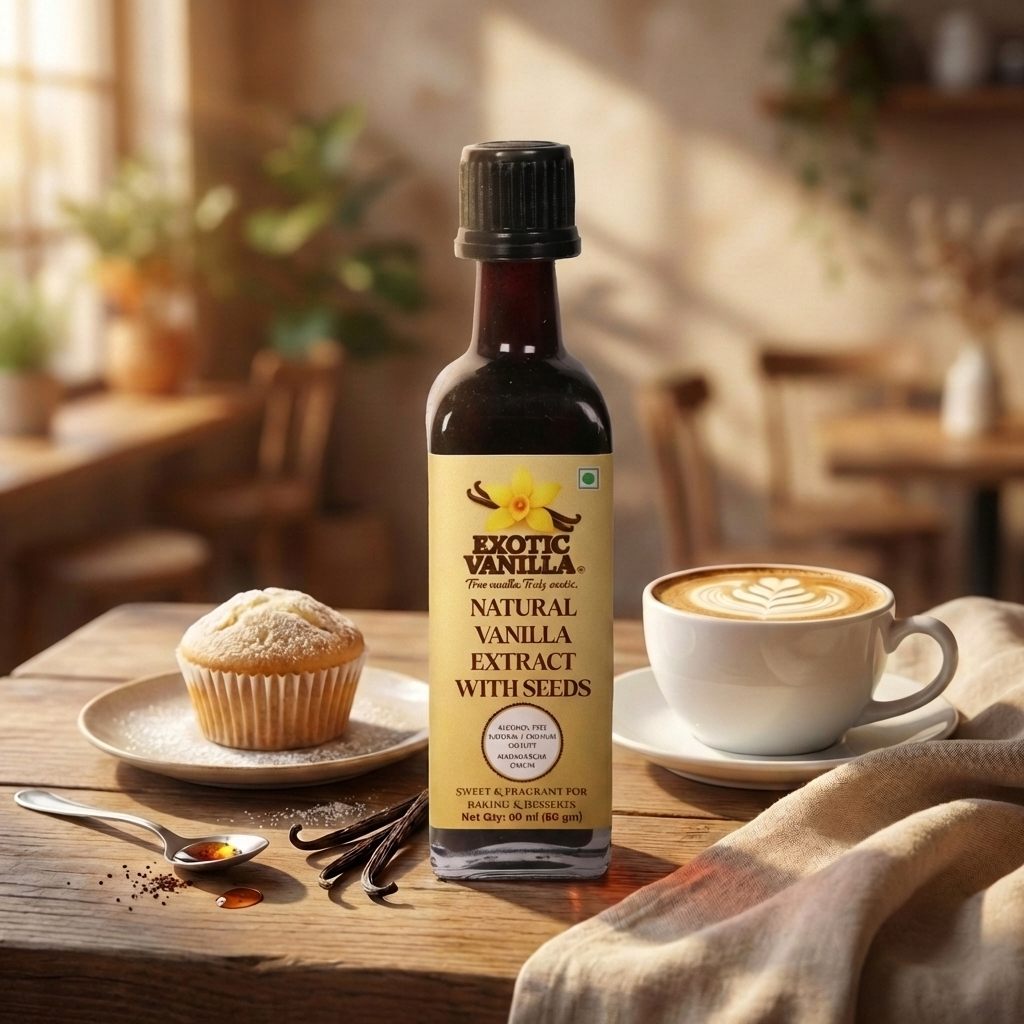 Exotic Vanilla Pure Vanilla Extract with Seeds, 60 ml (80 g) | Made with Real Madagascar Vanilla Beans | Alcohol-Free | Natural, Gluten Free, Non-GMO | For Baking & Cooking