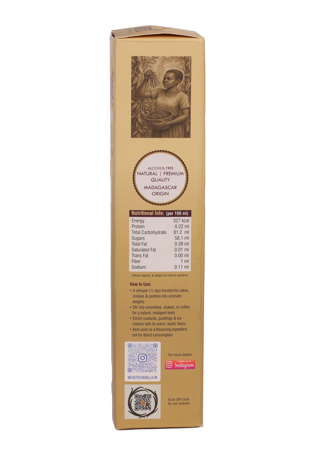 Exotic Vanilla Pure Vanilla Extract with Seeds, 250 ml (335 g) | Made with Real Madagascar Vanilla Beans | Alcohol-Free | Natural, Gluten Free, Non-GMO | For Baking & Cooking