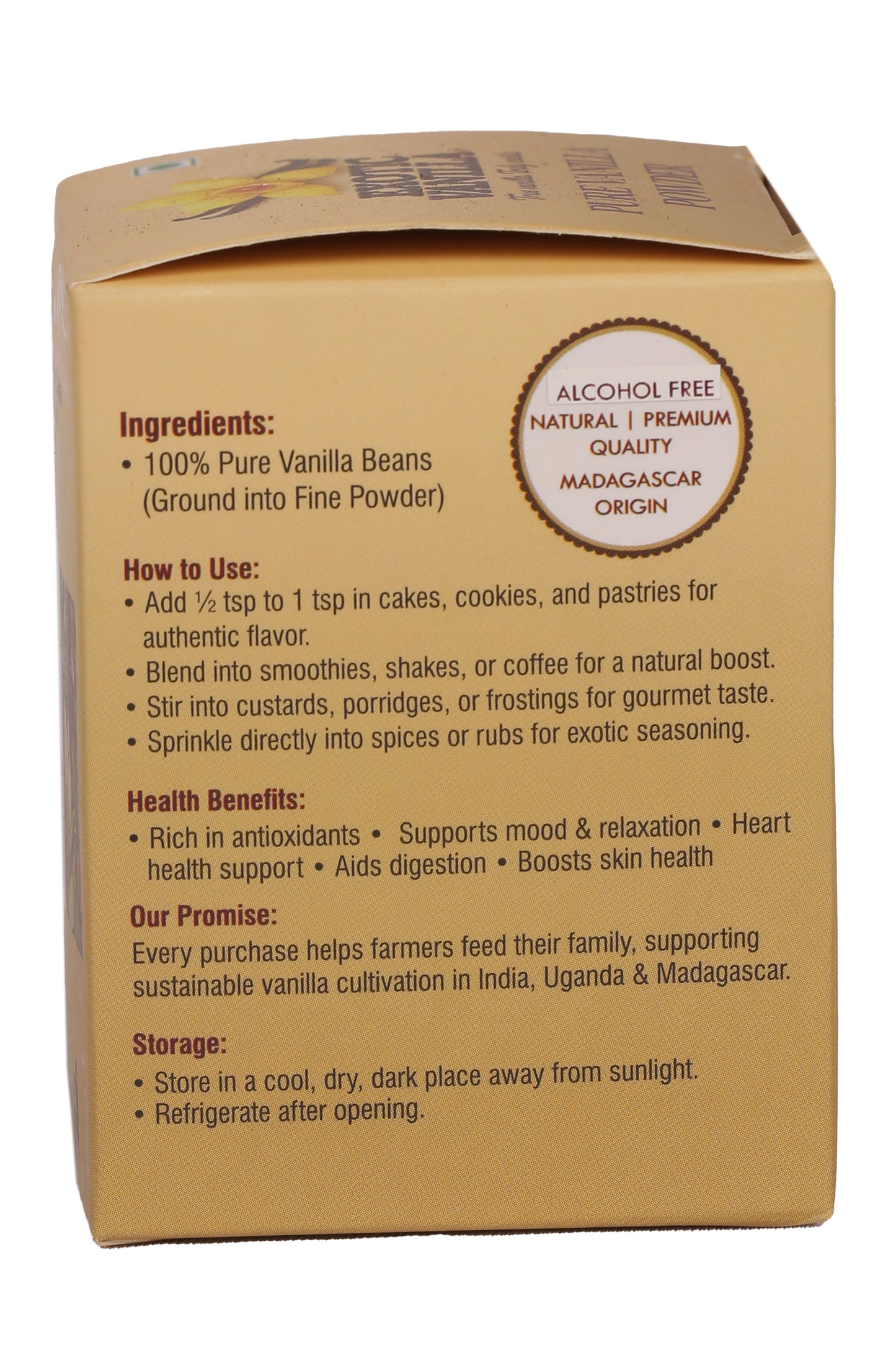 Premium Pure vanilla powder with seeds (100 gram)