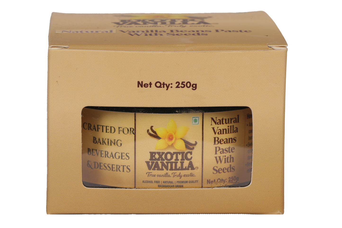 Exotic Vanilla Pure Vanilla Paste with Seeds, 250 g | Made with Real Vanilla Beans | Rich & Concentrated | Alcohol-Free | Gluten Free, Non-GMO | For Baking & Desserts