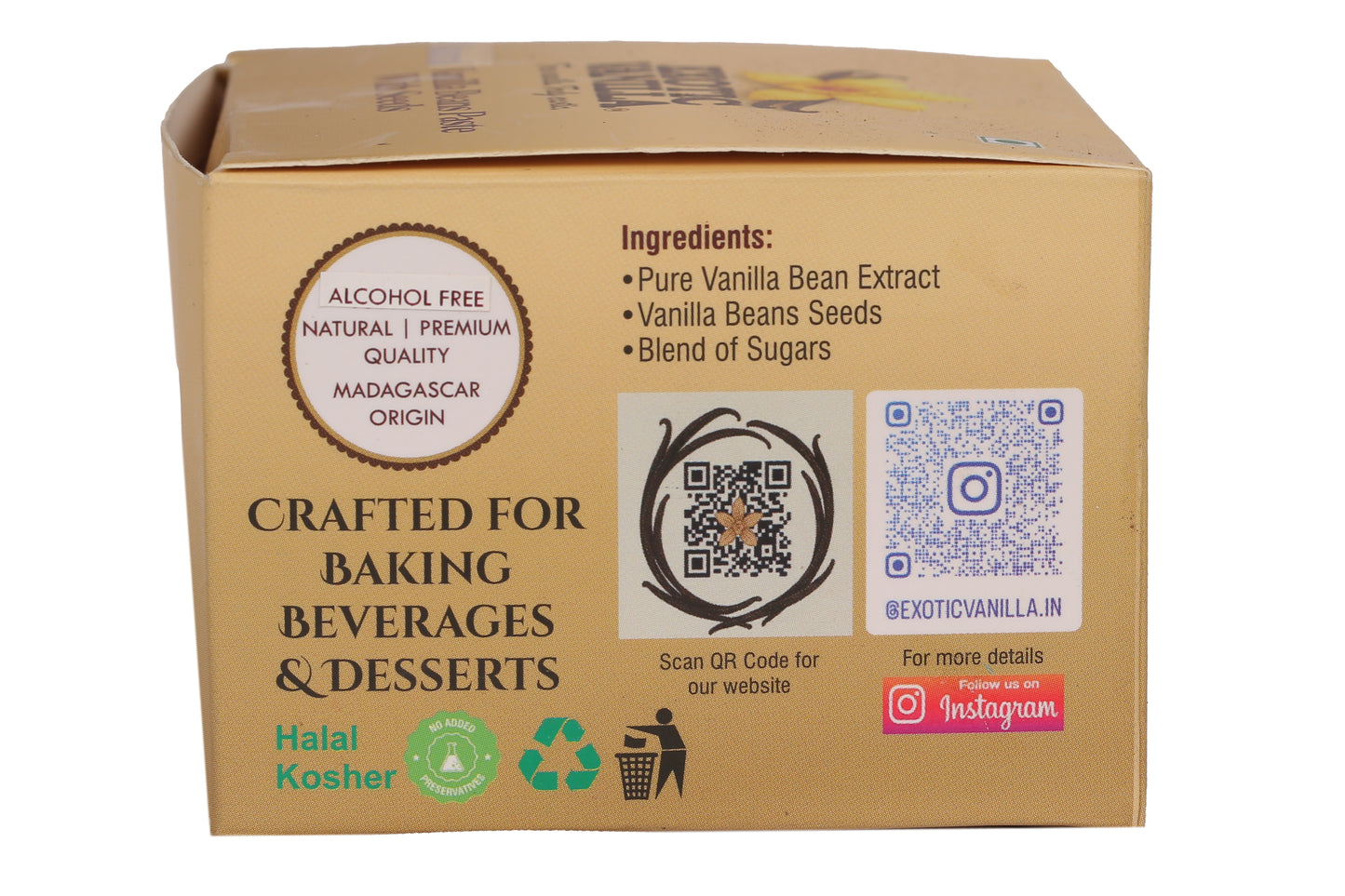 Exotic Vanilla Pure Vanilla Paste with Seeds, 250 g | Made with Real Vanilla Beans | Rich & Concentrated | Alcohol-Free | Gluten Free, Non-GMO | For Baking & Desserts