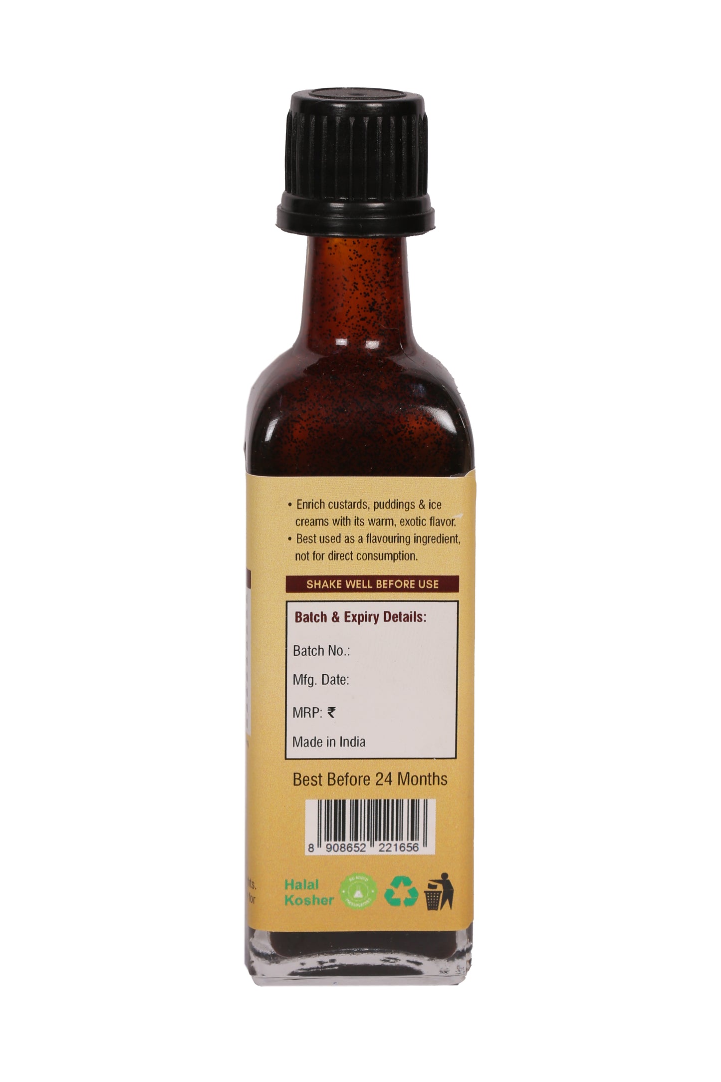 Exotic Vanilla Pure Vanilla Extract with Seeds, 60 ml (80 g) | Made with Real Madagascar Vanilla Beans | Alcohol-Free | Natural, Gluten Free, Non-GMO | For Baking & Cooking