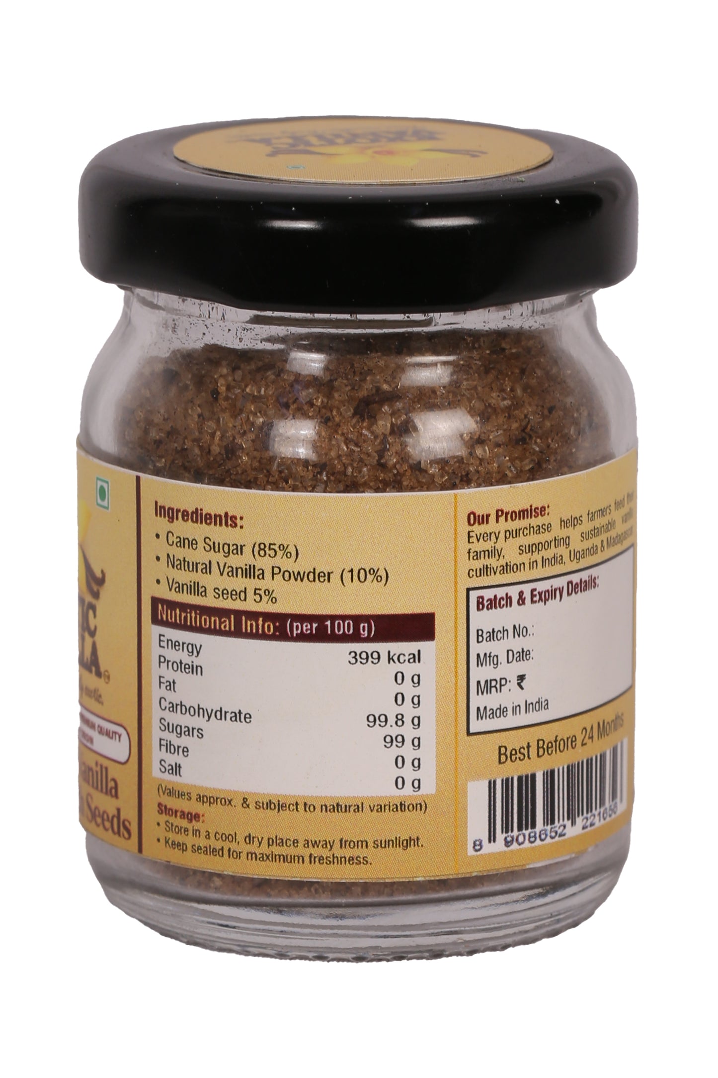 Exotic Vanilla Natural Sugar, 40g | Infused with Madagascar Vanilla Beans | Pure & Natural | Alcohol-Free | Ideal for Baking & Gourmet Desserts