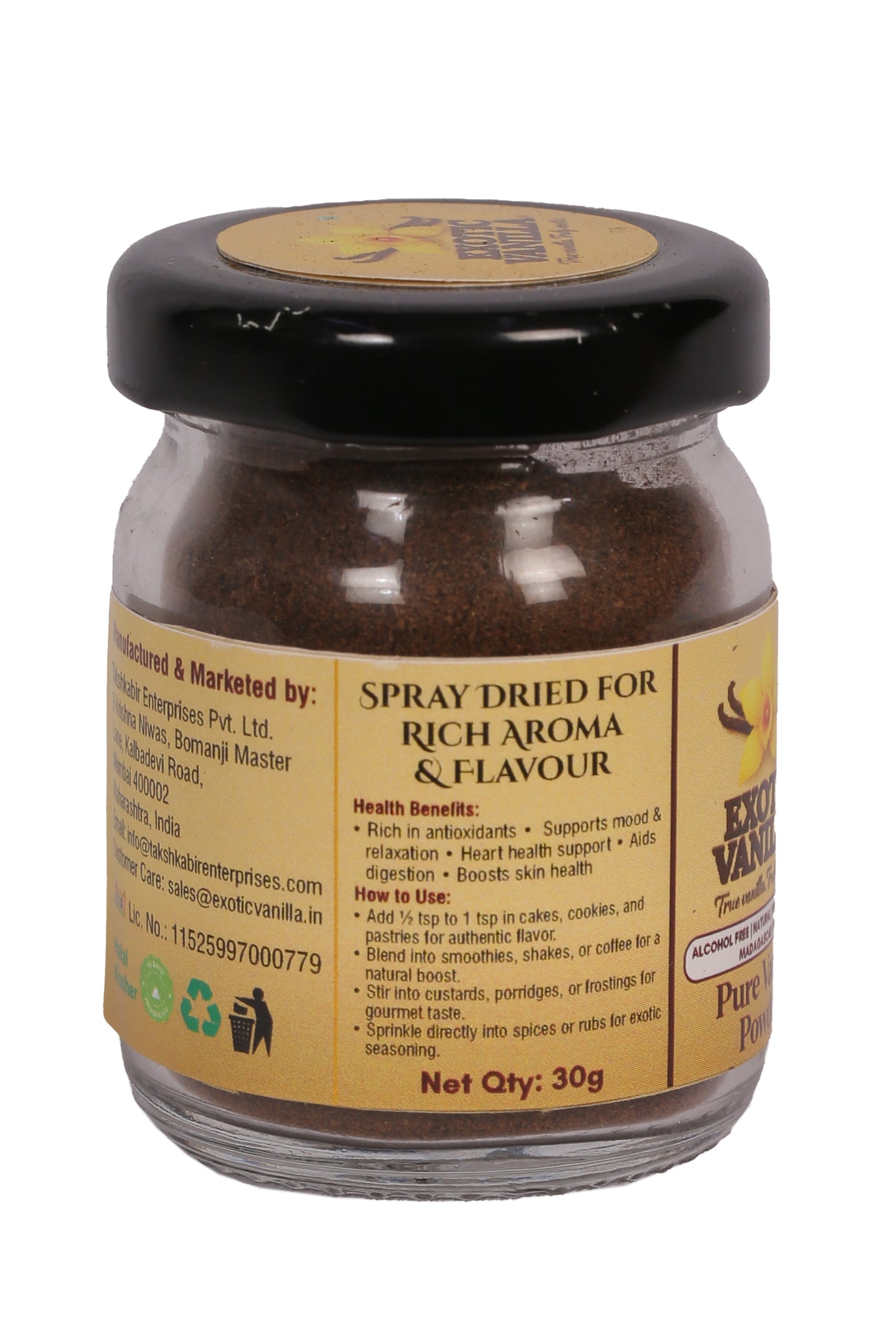Exotic Vanilla Gourmet Vanilla Powder with Seeds, 30 g | Rich Aroma & Natural Vanilla Specks | Pure & Natural | Ideal for Baking & Confectionery