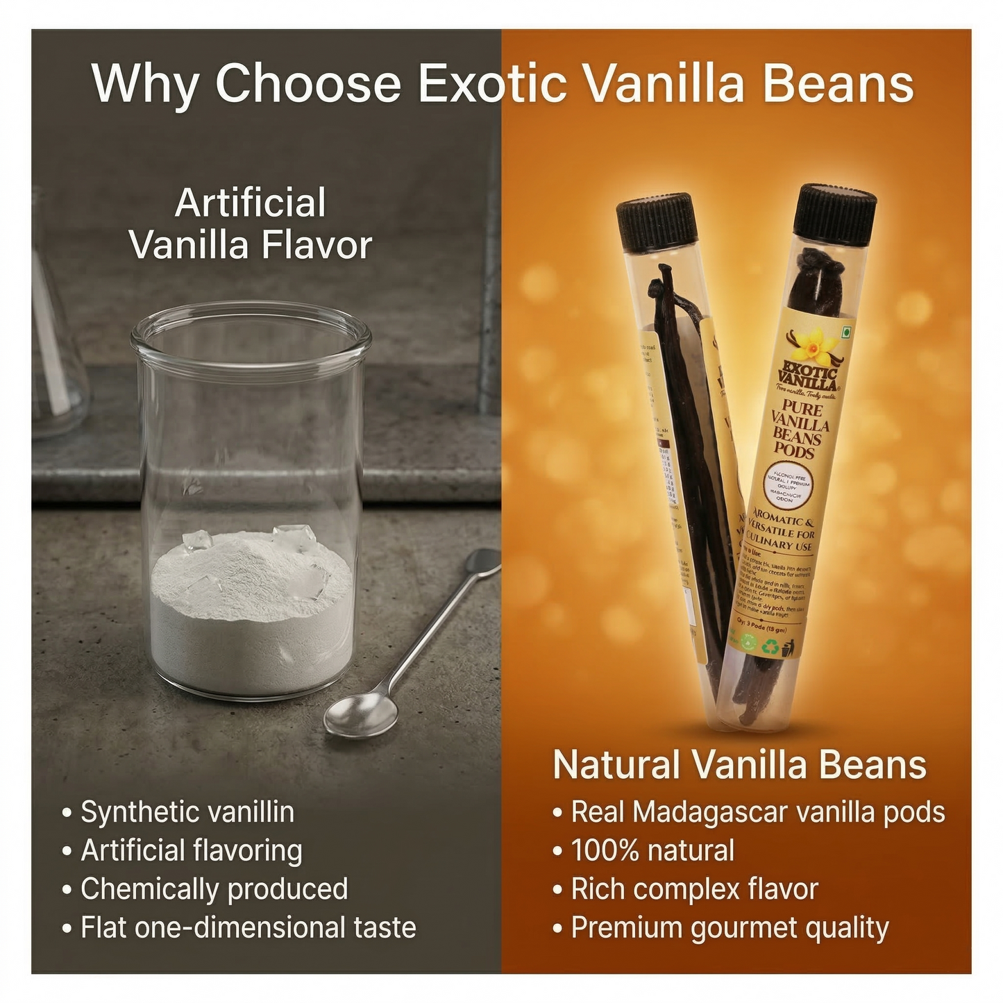 Exotic Madagascar Vanilla Beans, 3 Pods | Gourmet Grade | 16–21 cm Length | Naturally Plump, Oily & Aromatic | For Baking, Desserts & Vanilla Extract