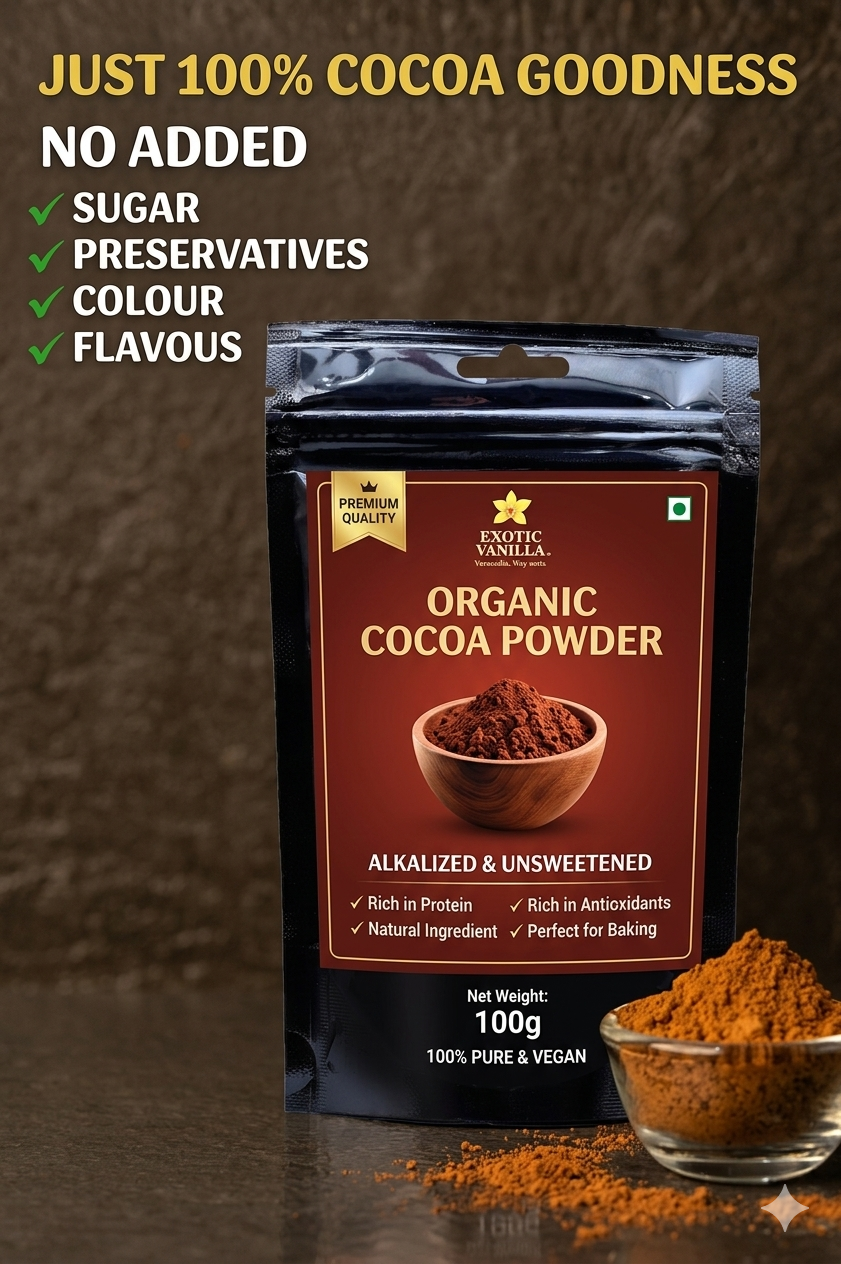 Alkalised Cocoa Powder Unsweetened 100g – Dutch Process Cocoa Powder for Baking, Cakes, Brownies, Chocolate Drinks, Desserts & Cooking | Rich Dark Chocolate Flavor