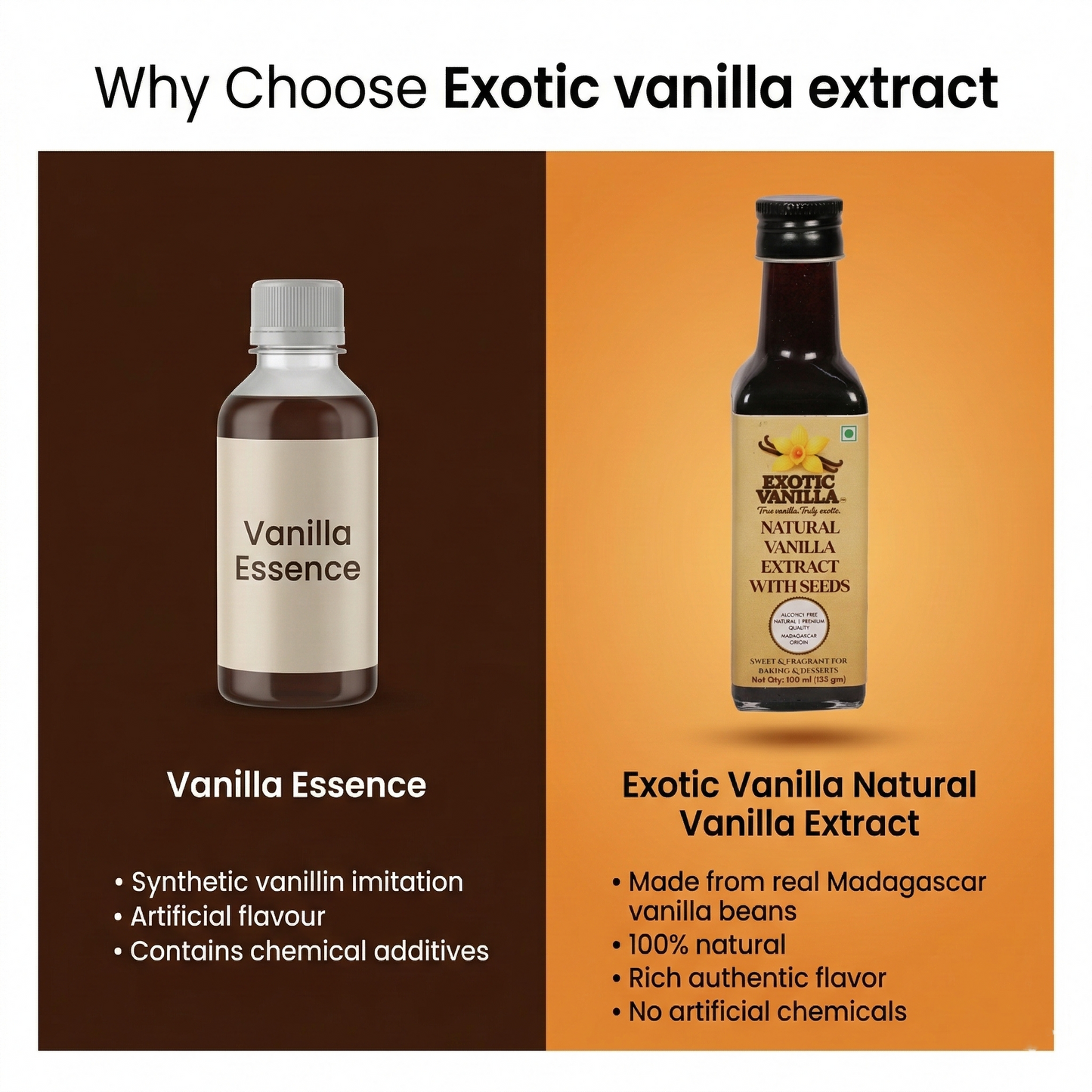 Exotic Vanilla Pure Vanilla Extract with Seeds, 100 ml (135 g) | Made with Real Madagascar Vanilla Beans | Alcohol-Free | Natural, Gluten Free, Non-GMO | For Baking & Cooking