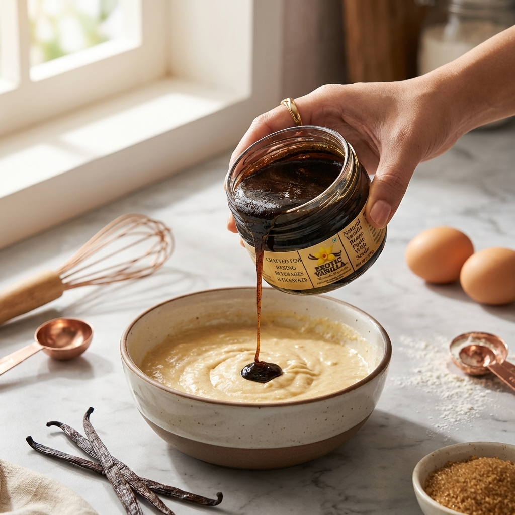 Exotic Vanilla Pure Vanilla Paste with Seeds, 250 g | Made with Real Vanilla Beans | Rich & Concentrated | Alcohol-Free | Gluten Free, Non-GMO | For Baking & Desserts
