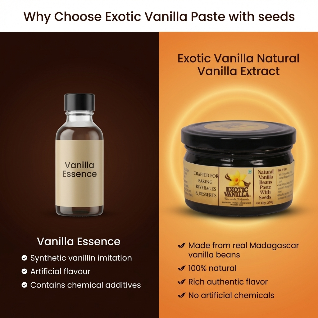 Exotic Vanilla Pure Vanilla Paste with Seeds, 250 g | Made with Real Vanilla Beans | Rich & Concentrated | Alcohol-Free | Gluten Free, Non-GMO | For Baking & Desserts
