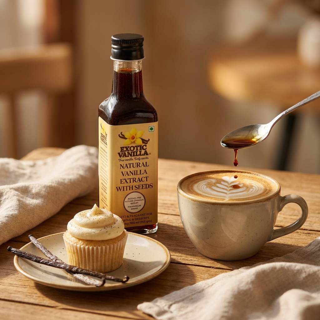 Exotic Vanilla Pure Vanilla Extract with Seeds, 100 ml (135 g) | Made with Real Madagascar Vanilla Beans | Alcohol-Free | Natural, Gluten Free, Non-GMO | For Baking & Cooking