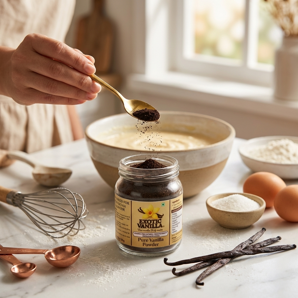 Exotic Vanilla Gourmet Vanilla Powder with Seeds, 30 g | Rich Aroma & Natural Vanilla Specks | Pure & Natural | Ideal for Baking & Confectionery