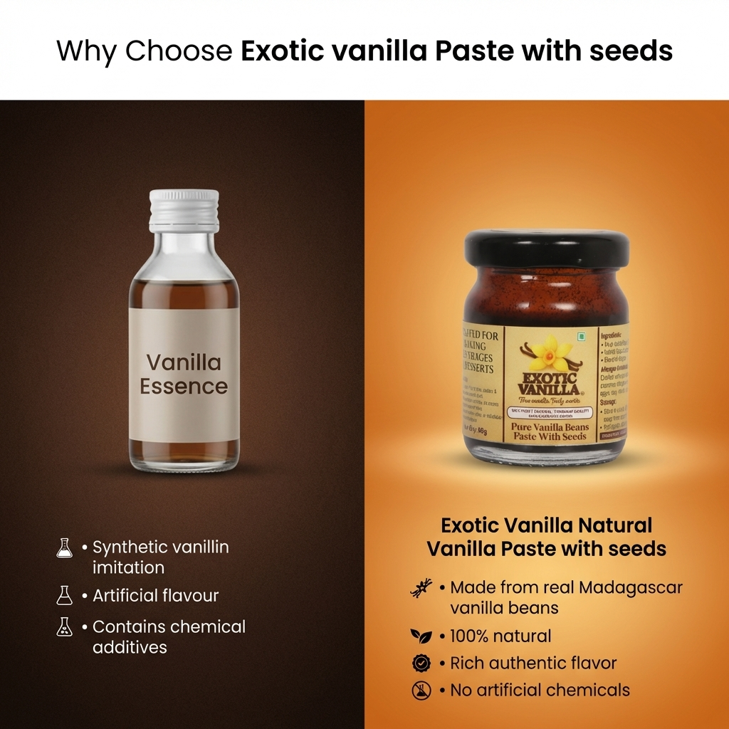 Exotic Vanilla Pure Vanilla Paste with Seeds, 60 g | Made with Real Vanilla Beans | Rich & Concentrated | Alcohol-Free | Gluten Free, Non-GMO | For Baking & Desserts