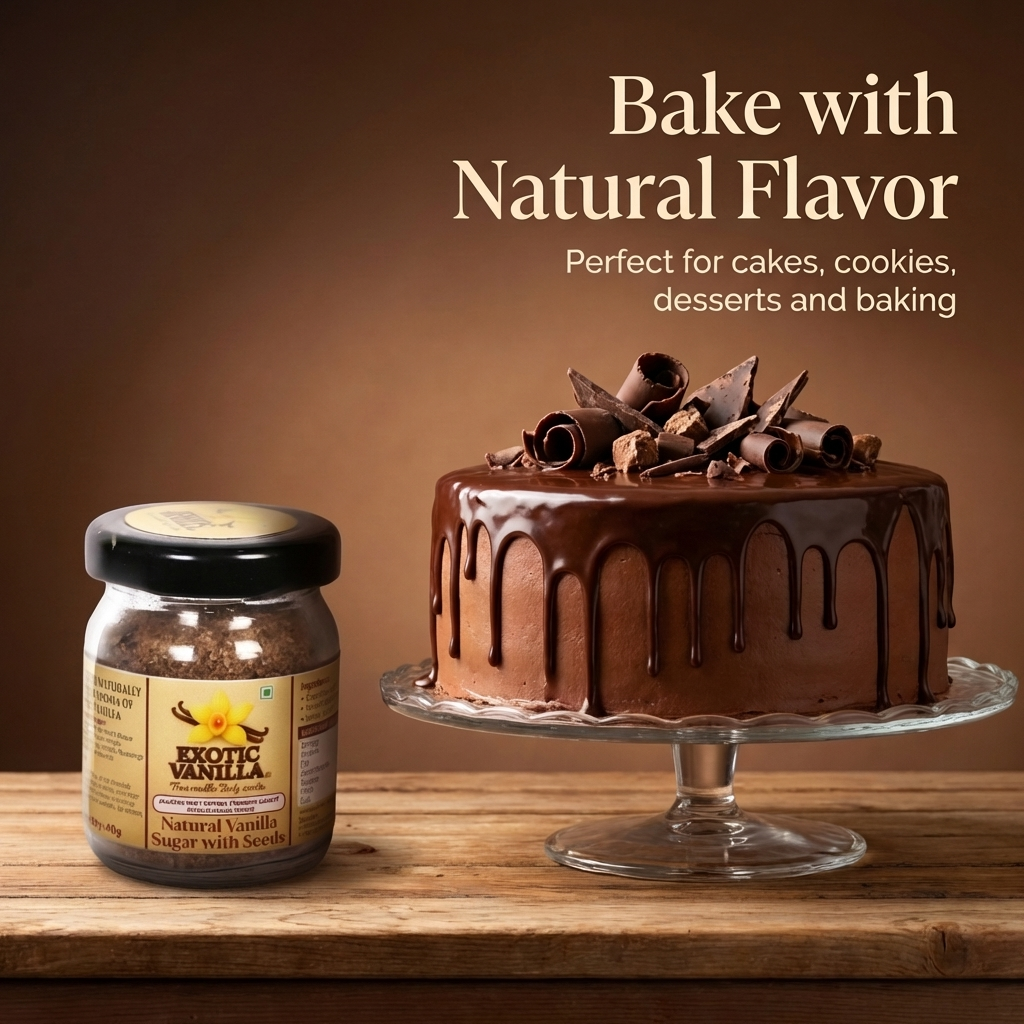 Exotic Vanilla Natural Sugar, 40g | Infused with Madagascar Vanilla Beans | Pure & Natural | Alcohol-Free | Ideal for Baking & Gourmet Desserts