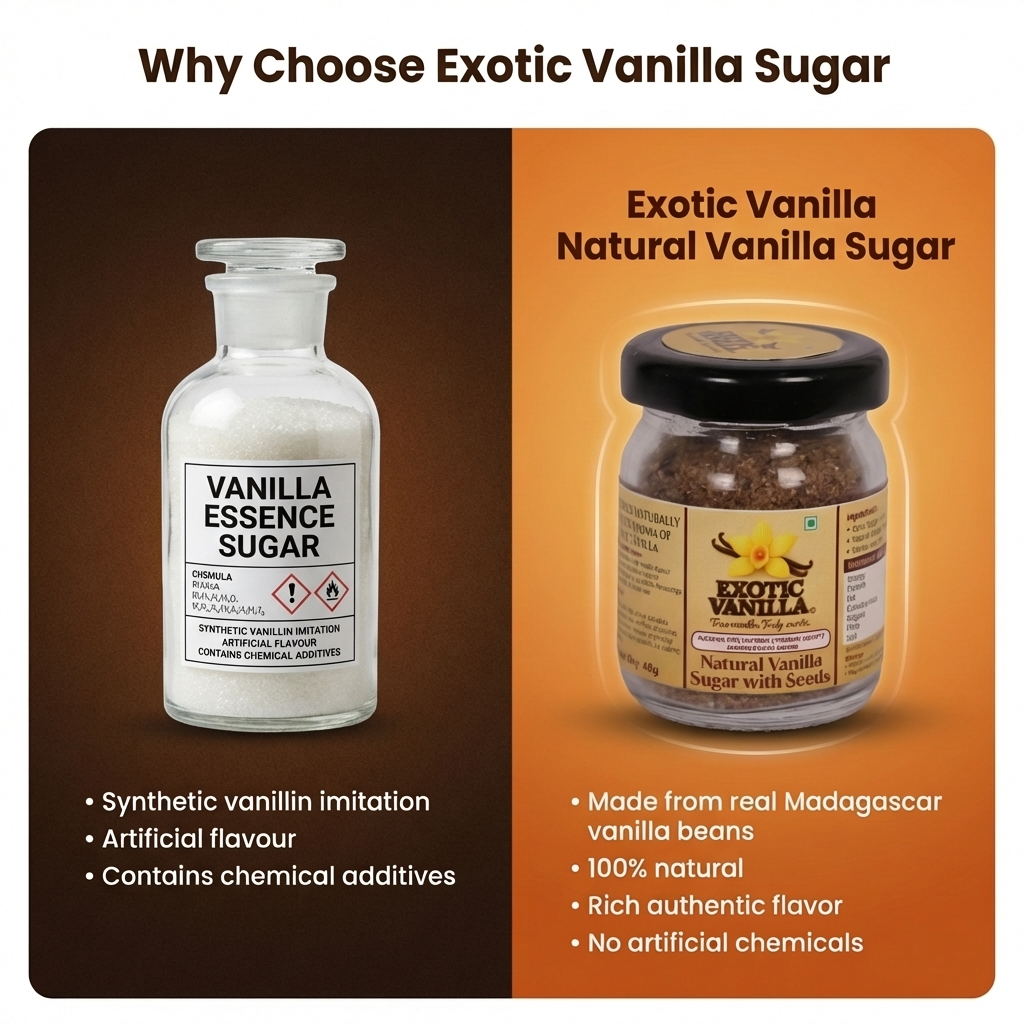 Exotic Vanilla Natural Sugar, 40g | Infused with Madagascar Vanilla Beans | Pure & Natural | Alcohol-Free | Ideal for Baking & Gourmet Desserts